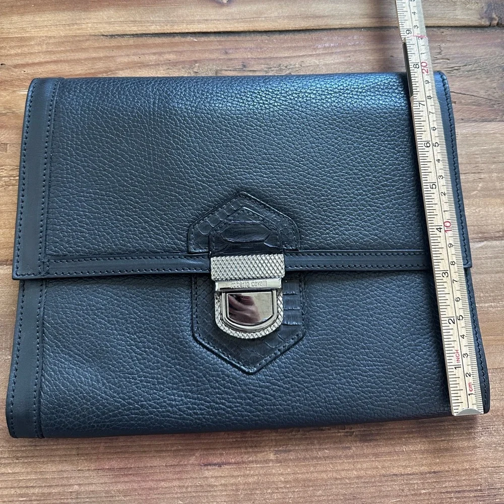 Roberto Cavalli Leather Organizer with Silver Clasp